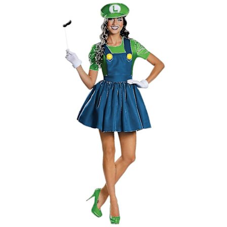 Luigi Super Mario Nintendo VVS-kostume til kvinder - Spilfiguren fra rørene