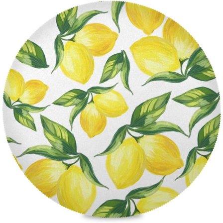 Citron runda placemats halkfria tvättbara polyester bordsmattor set om 4 värmebeständiga placemats för kök matbord