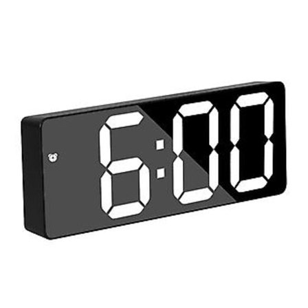 LED Alarm Clock, Rectangular Black Surface with White Light