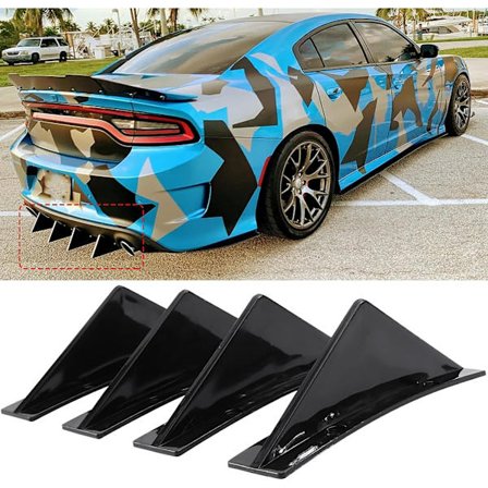 Blank sort 4 stk. Universal buet bagkofanger diffuser hajfin spoiler trim cover trim kit læbe separator