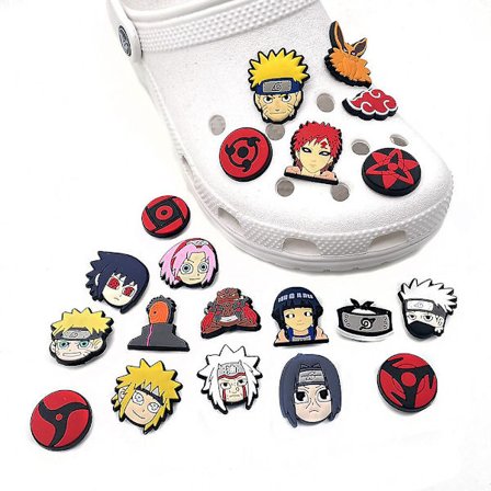 20 stk Anime Naruto Tema Crocs Sko Charms For DIY Klomper Sandaler Dekorasjon Sko Tilbehør Sett Gaver