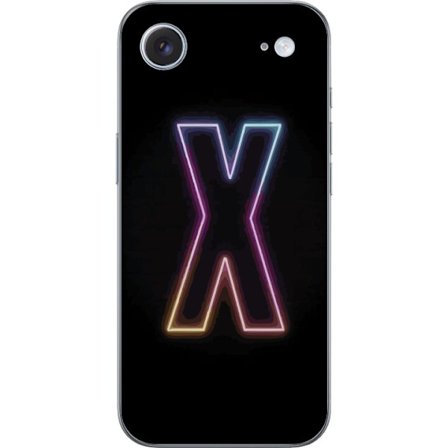 Yhteensopiva Puhelinkuori Apple Apple iPhone 17 Air Neonkirjain X voimakkaissa väri vaihteluissa mustaa taustaa vasten, voimakas typografinen suunnit