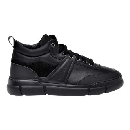 Baldinini High-top trainers in black leather and fabric Sort, Herre, Størrelse: 42 1/2 EU