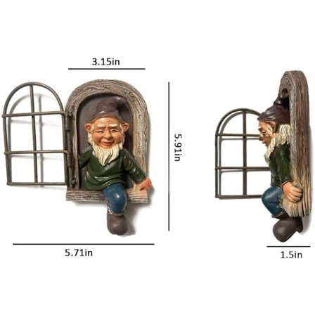 Tomtefigur för Fe-trädgård, Dekoration för Träd - 15 cm, Rolig Trädgårdsdekoration, Perfekt för Patio, Gräsmatta, Veranda, B