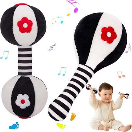 Baby Sensory Mjuk Rassel Leksak, Svart och Vit Nyfödd Hand