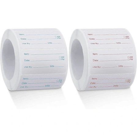 2 Ruller 1000 Stykker Oppløselige Matetiketter Konserveringsetiketter Avtakbare Røde Og Blå(t-0-g) -Qin