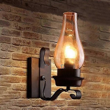 Vintage Industriell Retro Vägglampa Rustik Remskiva Inomhus Vägglampa Armatur för Sovrum Balkong Korridor Gångljus[HK]