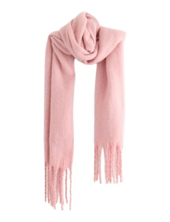 Lindex Scarf Big Fringe Solid - Pink - ONE SIZE