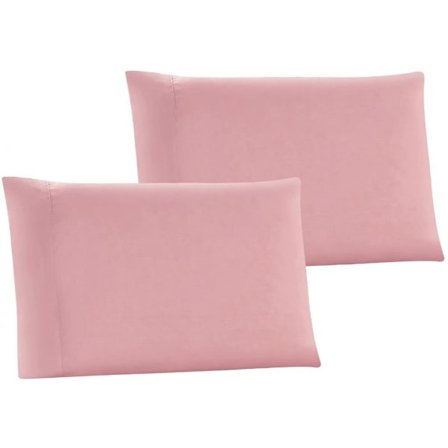 Set med 2 stora enfärgade örngott i borstad mikrofiber (rosa, 20 x 30 tum)