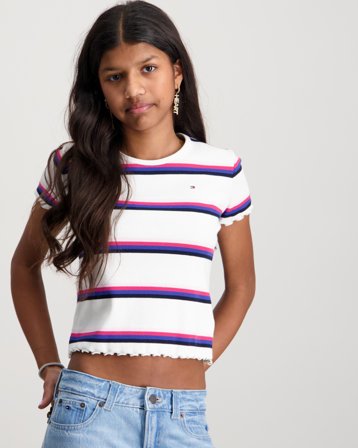 Tommy Hilfiger ESSENTIAL RIB TOP SS Wit Tops/blouses Meisjes - Kids Brand Store