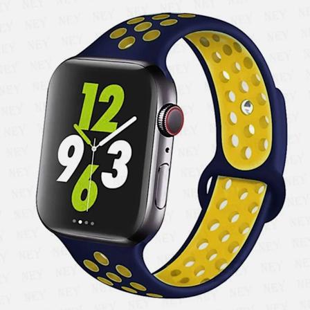 Sportrem til Apple Watch Band 45 mm 49 mm 44 mm 40 mm 41 mm 42 mm Silikonarmbånd correa iWatch Ultra 2 Series 9 8 SE 7 6 5 4 3 Mørkeblå-gul 35 Dark 