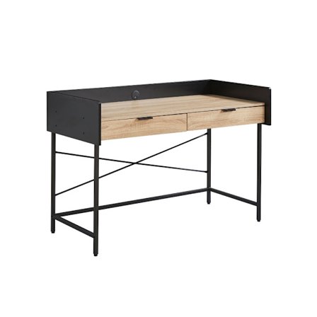 Homi skrivebord med 2 skuffer, natursort, 123 x 60 x 86 cm