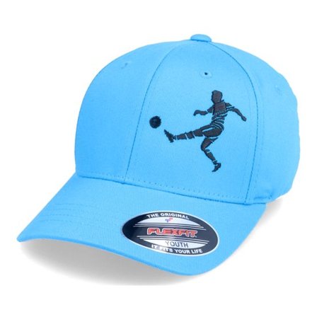 Forza - Blå flexfit Keps - Kids Football Player Kick Ocean Blue Flexfit @ Hatstore