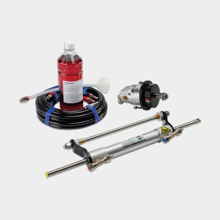 Hydraulisch besturingspakket Hydrodrive MF75W-MRA, voor buitenboordmotoren tot 80 pk + stuurpomp + hydraulische slang + olie + cilinder + koppelarm