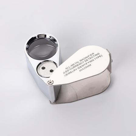 1 stk. Juvelerluppe 40X Metal Foldbar Forstørrelsesglas med UV LED