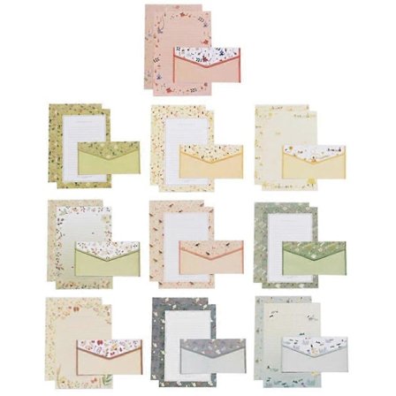 10 sæt A5 blomsterprint kuvert og brevpapir dejligt skrivepapir kuvertsæt (blandet mønster 30 stk. kuverter og 60 stk. papir)