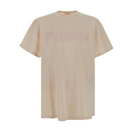 Alexander McQueen, Pink Logo T-Shirt Roze, Heren, Maat:L