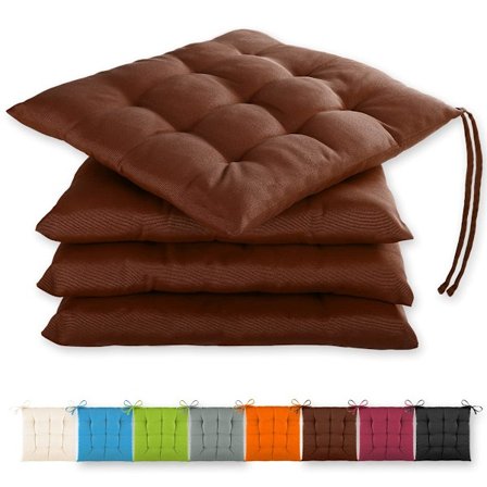 Set med 4 sittdynor 40x40x3cm med band för inom- och utomhusbruk med Oeko-Tex-märkning - (antracit)