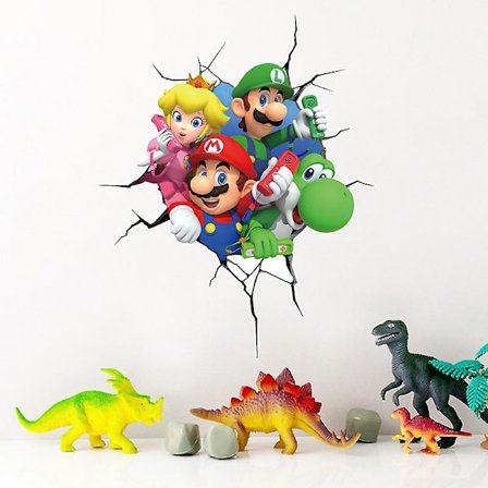 3D Super Mario Princess Peach Luigi Yoshi Switch Spel Väggdekal Rum Dekal Affisch