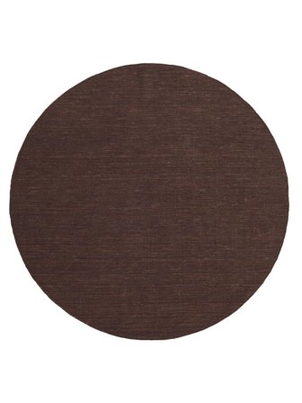 Tapis De Laine Uni Handloom Flat Marron Foncé Rond