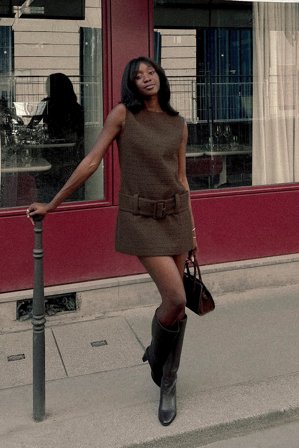 Emmanuelle Koffi x NA-KD Belted Structured Mini Dress - Kjoler med bælte - Brun - EU 44