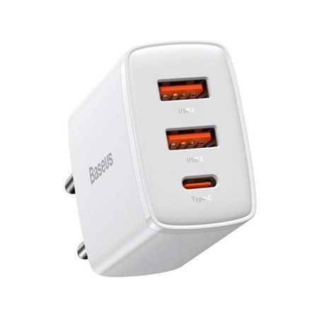 BASEUS Compact Quick Charger 2 × USB-A + USB-C PD 30 W 3 A