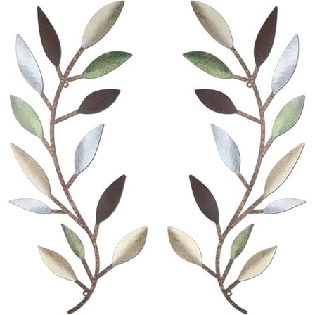 Metallipuinen seinäkoriste, viiniköynnöksen lehdet, seinätaide, taottu rauta