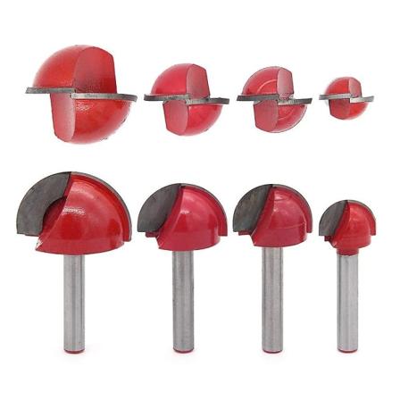 4 stk 6 mm skaft freser kjerneboks bits Cnc runde sporfreser Trebearbeidingsverktøy 16mm/22mm/25mm/32mm