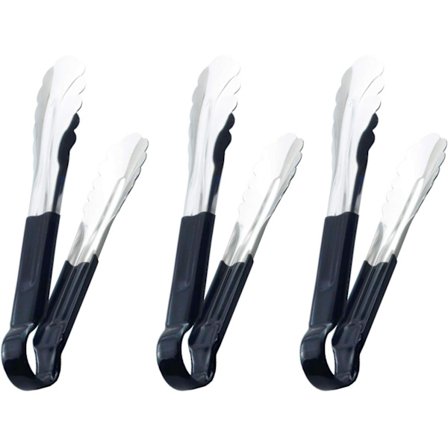 Serveringstänger 9-tums metallmatlagningstänger med mjukt handtag, 3-pack (9 9 9 tum, svart)