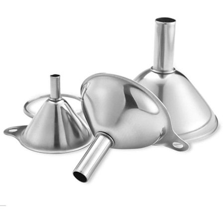 3 stk. - Trakt i rustfritt stål - Filter for trakt i rustfritt stål - m/ sidehåndtak - for væskeoverføring