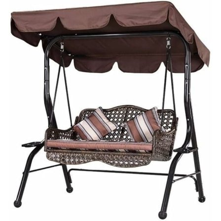 (Ruskea, 195x125x15 cm) - 210D vedenpitävä kolmen istuttavan puutarhakeinusuoja