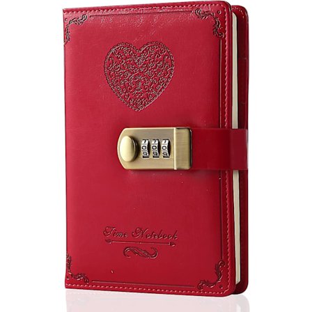 Lukollinen päiväkirja tytöille - Nahkainen salasanalla lukittava muistikirja Söpö salainen päiväkirja yhdistelmälukolla naisille aikuisille B6-koko 