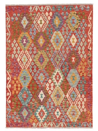 127X180 Tapete Oriental Kilim Afegão Old Style Vermelho Escuro/Castanho (Lã, Afeganistão)