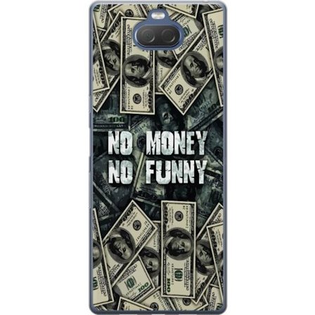 Yhteensopiva Puhelinkuori Sony Xperia 10 Plus Dollari nippelit kollaasilla, jossa on tekstiviestejä tumma voimakas muotoilu, joka symboloi taloutta a