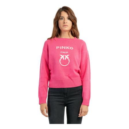 Pinko, Round-neck Knitwear Roze, Dames, Maat:L