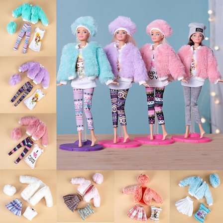 8 stk. 30 cm dukketilbehør tøj plys vest frakke nederdel sæt