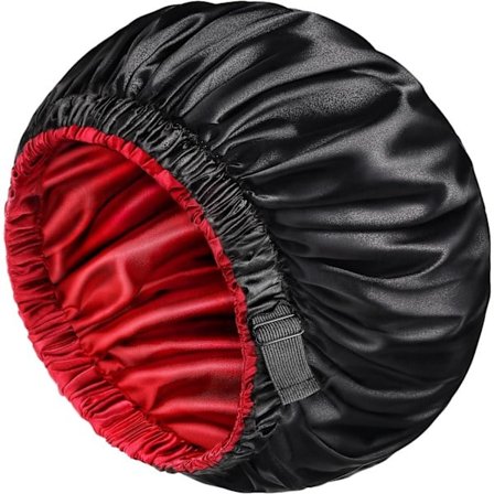 Sort satinsøvnhat til mænd og kvinder, silkenathue til krøllet hår, dobbeltsidet vendbar hue
