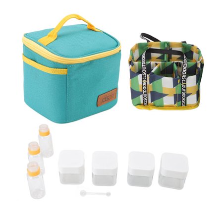 Kryddbehållare 7 lådor Bärbar kryddbox för utomhusgrill Picknick med förvaringsväska Grön