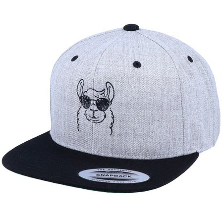 Iconic - Grå snapback Keps - Cool Llama Lines Heather Grey/Black Snapback @ Hatstore