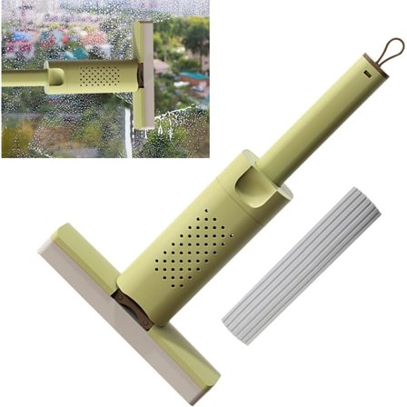 Bärbar minidammsugare, skrivbordsdammsugare i glas med 1 bomullshuvud, självklemmande starkt absorberande mopp, hushållsrengöringsmopp för badrum, kök