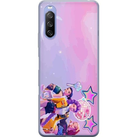 Yhteensopiva Puhelinkuori Sony Xperia 10 III Lite Tulevaisuuden popikoni neonvärien, diskoelementtien, tähtien ja pastellivärisen avaruustaivaan ke