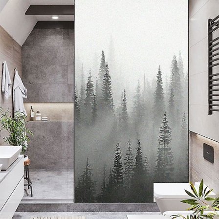Vindue Film Privatliv Foggy Forest Non Adhesive Glas Mærkat Solbeskyttelse Varme Kontrol Vinduesbeklædninger Til Homedecor