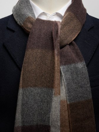 John Henric Men's Beige & Brauner Kaschmirschal Size Onesize