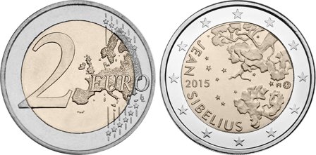 Finland 2015 - 150-året for Jean Sibelius' fødsel - 2 euro mønt