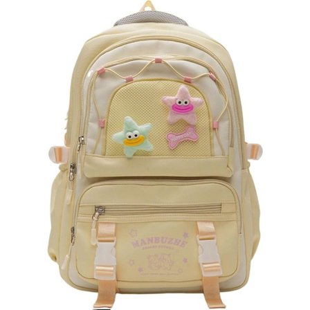 Kawaii Ryggsekk med Søte Tilbehør, Lett Nylon Skolesekk for Laptop & Reise, Casual Dagryggsekk_TF_TF