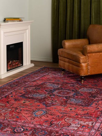 Tapis De Cuisine Georgia Oriental 120X180 Coton Rouge/Bleu