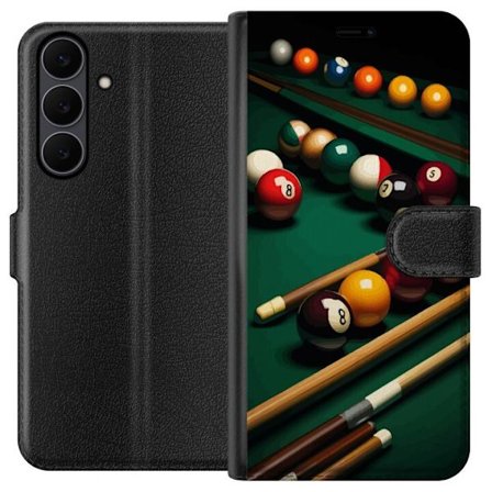 Kompatibelt Plånboksfodral till Samsung Samsung Galaxy S25 FE Pool biljard bollar spel snooker 8 ball stativ retro sport design grön bord klubb bar