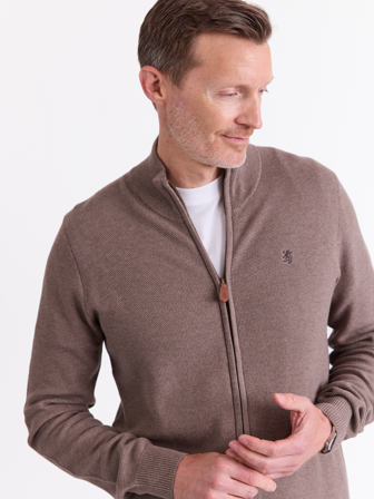 MATCH - Maddison cardigan - Redford - Str. XL - Herre - Gensere & Cardigans - Brun - 100% bomull