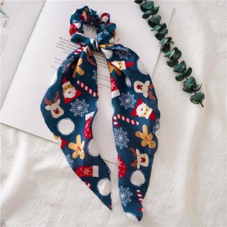 Jul Scrunchie Rosett Snöflinga Jultomte Snögubbe Julgran Blue Blue With Santa