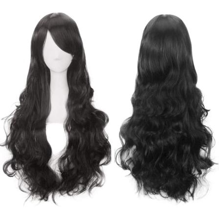 Colorfulpanda Charmiga Långa Svarta Peruker För Kvinnor Flickor Curly Wav